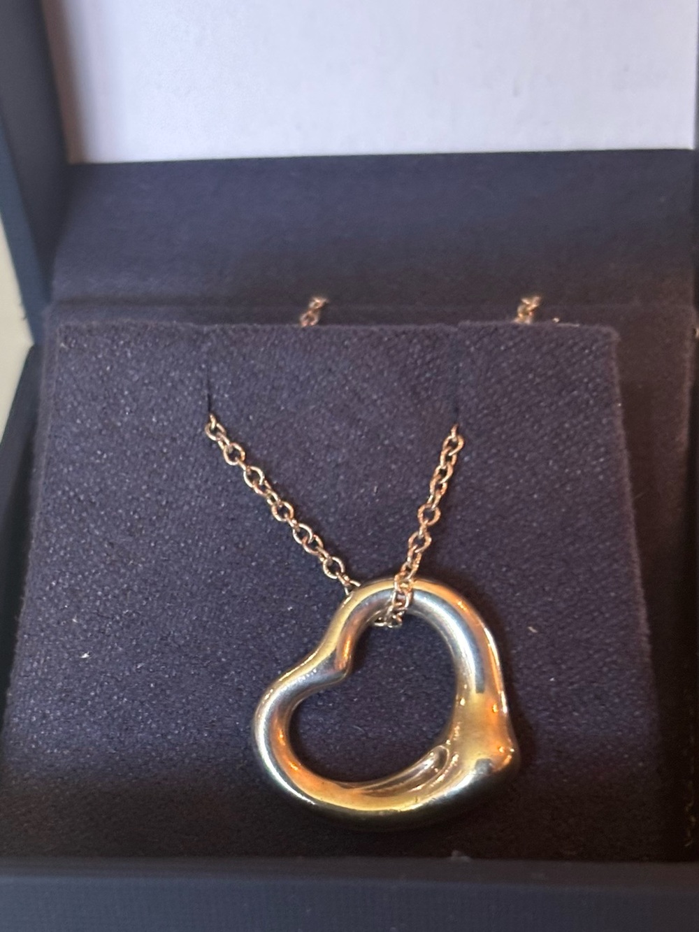 Tiffany & Co. Elsa Peretti Open Heart 8.7 Necklace with Pendant 925 Silver